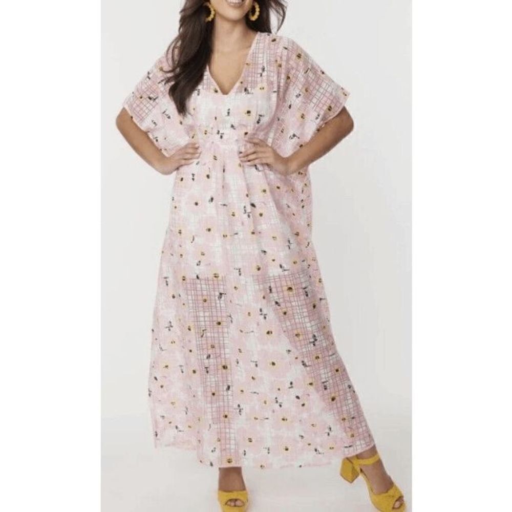 Unique Vintage Pink Floral Maxi Dress